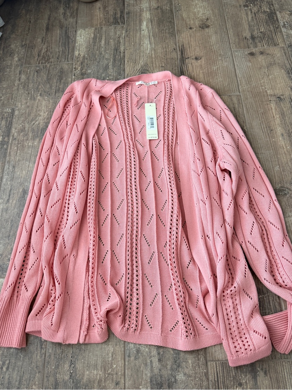 NWT Cyrus Women's Pointelle Open-Front Cardigan Sweater